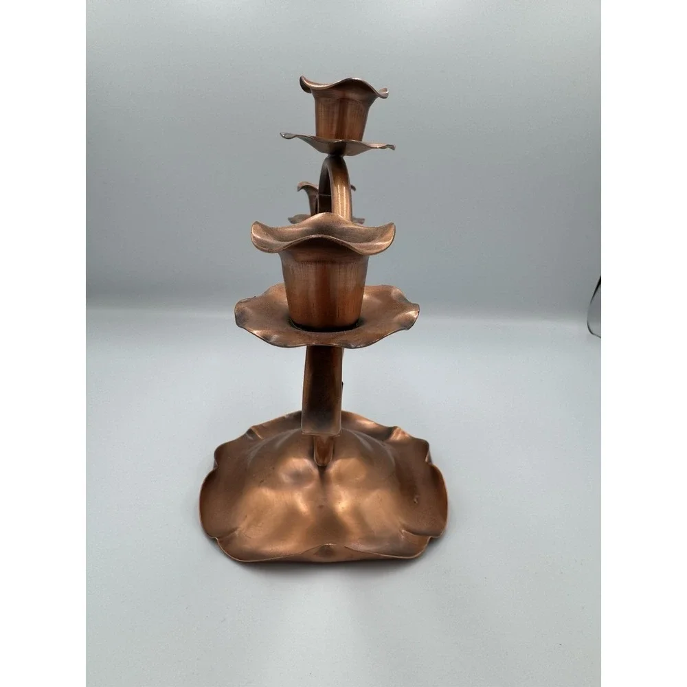 MCM Copper 3-Arm‎ Scroll and Swirl Candelabra Design